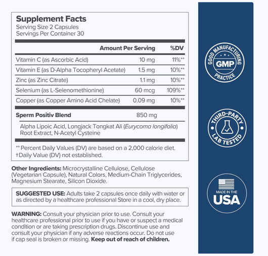 Sperm Positiv | Sperm Health Support Capsules | 60 count